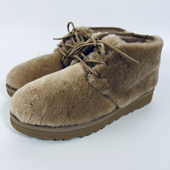 UGG Neumel Cozy Chestnut SheepSkin Lace up Ankle Boots Unisex - Picture 2 of 12